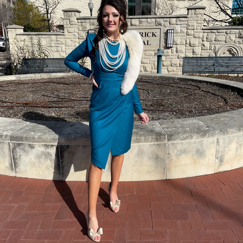 Boutique teal blue cocktail dress size 2